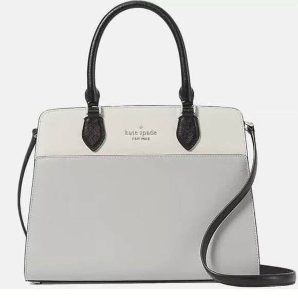 Kate Spade Madison Medium Top Handle Satchel Shoulder Purse - Platinum Grey - Picture 2 of 6